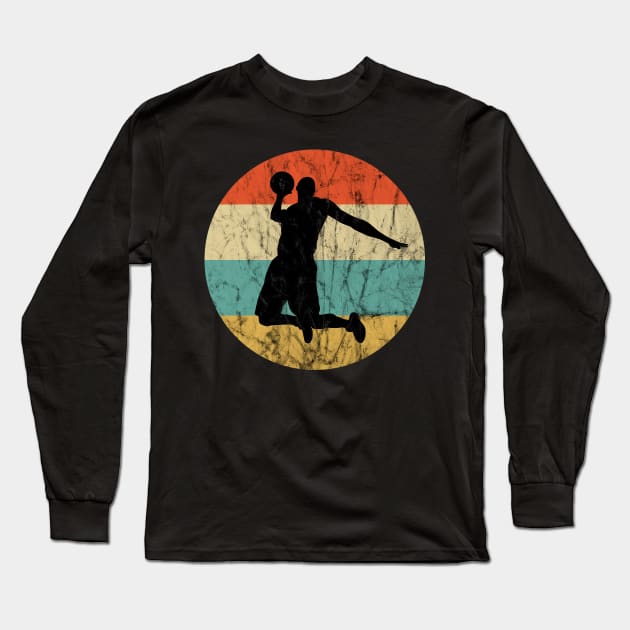 Retro Vintage Basketball Long Sleeve T-Shirt by Dojaja